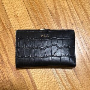 Lauren Ralph Lauren Black Croc-Embossed Leather Wallet